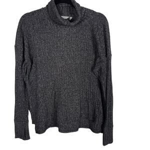 Athleta Large L Gray Transit Pullover Turtleneck Sweater Ribbed Long Sleeve